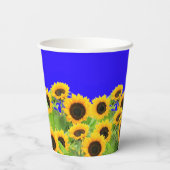 Zonnebloemen Papieren kopjes Oekraïense vlag kleur Papieren Bekers (Achterkant)