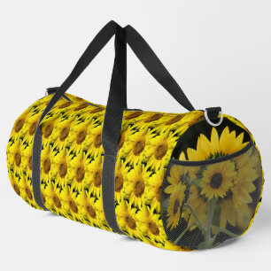 Zonnebloemen Patroon Cust. BG Kleur Zwarte Duffle  Plunjezak