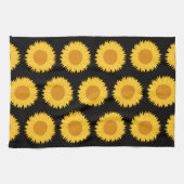 Zonnebloemen Pattern op Black. Theedoek (Horizontaal)