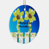 Zonnebloemen Picket Fence First Kerstmis Keramisch Ornament (Rechts)