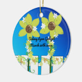 Zonnebloemen Picket Fence First Kerstmis Keramisch Ornament (Links)