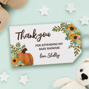 Zonnebloemen Pompoen Herfst Bloemige Dank Je Cadeaulabel