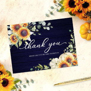 Zonnebloemen Pompoen Herfst Bruiloft Dank Je Briefkaart