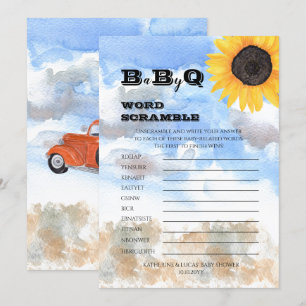 Zonnebloemen   Pompoenen Baby shower Word Scramble Kaart