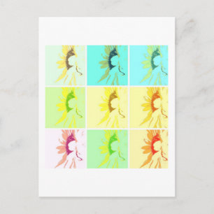 Zonnebloemen Pop Art Briefkaart