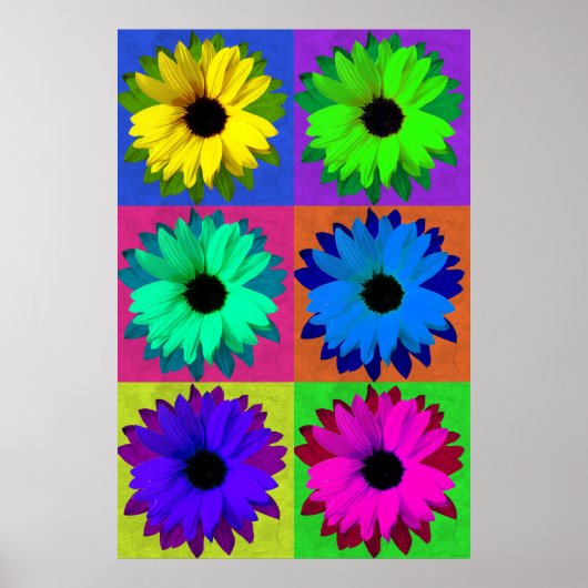 Zonnebloemen-Pop Art Poster (Voorkant)