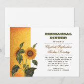 Zonnebloemen repetitie diner uitnodiging (Voorkant / Achterkant)