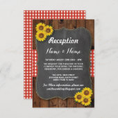 Zonnebloemen Rode Rustieke Trouw Ontvangstkaarten Informatiekaartje (Voorkant / Achterkant)