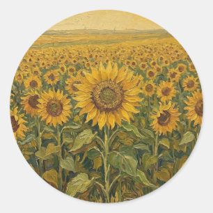 Zonnebloemen Ronde Sticker