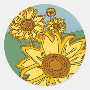Zonnebloemen Ronde Sticker