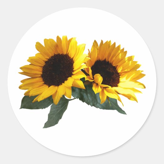 Zonnebloemen Ronde Sticker (Voorkant)