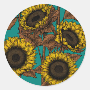 Zonnebloemen Ronde Sticker