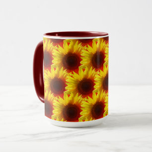 Zonnebloemen - Roodgeel - Zonnekkoffiebeker Mok