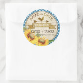 Zonnebloemen Rooster Rustic Save the Date Label (Tas)