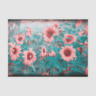 Zonnebloemen Roze Blauwgroen Florence ontvlechtin Tissuepapier