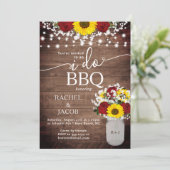 Zonnebloemen Rozen Mason Jar I Do BBQ Verloving Kaart (Staand voorkant)