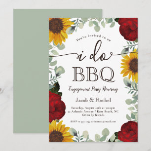 Zonnebloemen Rozen Saliegroen I Do BBQ Verloving Kaart