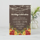 Zonnebloemen Rozen Slingerlichten Rustieke Schuur Kaart (Staand voorkant)