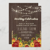 Zonnebloemen Rozen Slingerlichten Rustieke Schuur Kaart (Voorkant / Achterkant)