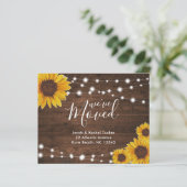 Zonnebloemen Rustic Foto Moving Announcard (Staand voorkant)