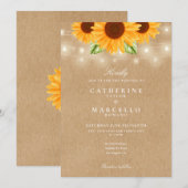 Zonnebloemen Rustic Kraft Wedding Kaart (Voorkant / Achterkant)