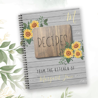 Zonnebloemen Rustic | Recept voor gezinsmonogram Notitieboek