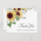 Zonnebloemen Rustic Wedding Bedankkaart (Voorkant / Achterkant)