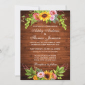 Zonnebloemen Rustic Wood Weddenschap Kaart (Voorkant)
