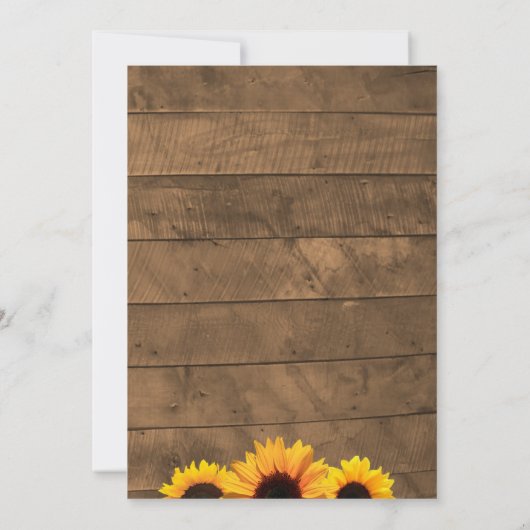 Zonnebloemen & Rustiek Hout Bruiloft uitnodiging (Achterkant)