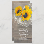 Zonnebloemen Rustiek Hout Kant Trouwprogramma's Programma (Voorkant / Achterkant)