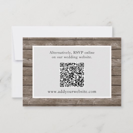 Zonnebloemen Rustiek Hout Wedding Website QR Code  RSVP Kaartje (Achterkant)