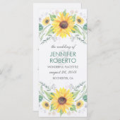 Zonnebloemen rustiek land bruiloft programma (Voorkant / Achterkant)