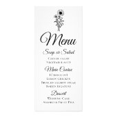 Zonnebloemen Rustiek Zwart Wit Bloemen Trouwmenu Reclamekaart (Voorkant)