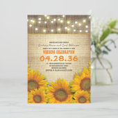 Zonnebloemen rustieke bruiloft uitnodigingen (Staand voorkant)