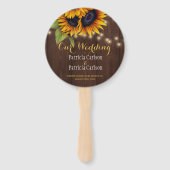 Zonnebloemen rustieke bruine schuur hout bruiloft handwaaier (Voorkant)