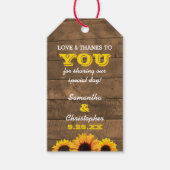 Zonnebloemen & rustieke houten bruiloft dank u Lab Cadeaulabel (Voorkant)