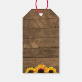 Zonnebloemen & rustieke houten bruiloft dank u Lab Cadeaulabel (Achterkant)