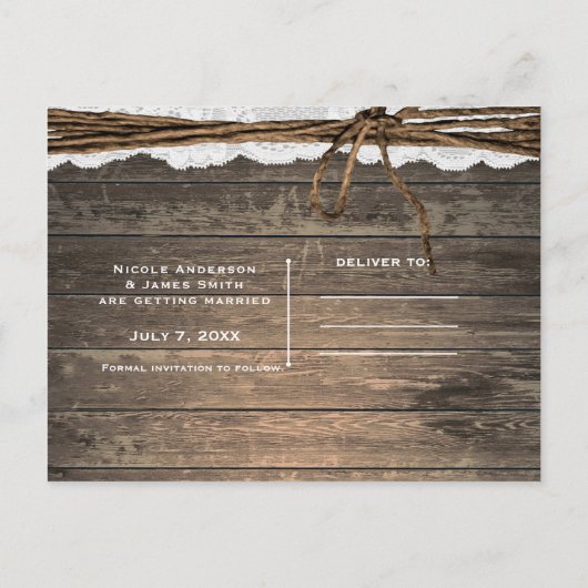 Zonnebloemen Rustieke Houten Kant Landelijk Bewaar Aankondigingskaart (Achterkant)