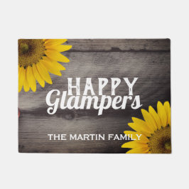 Zonnebloemen Rustige houtglam Campers Happy Glampe Deurmat