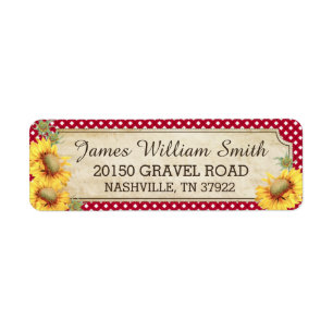 Zonnebloemen Rustisch land Picnic Weddenschap Etiket