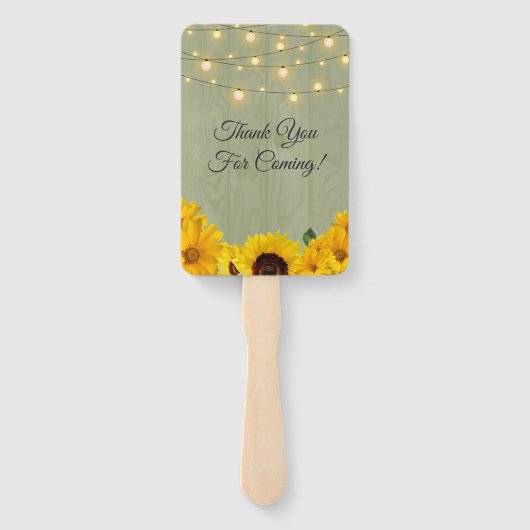 Zonnebloemen Sage Wood Weddenschap Bedankt Handwaaier (Achterkant)