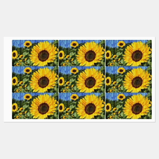 Zonnebloemen Schilderd hek Labels (Vel)