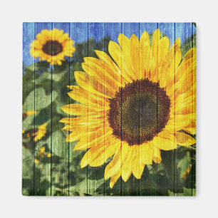 Zonnebloemen Schilderd hek Magneet