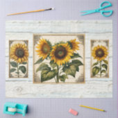 Zonnebloemen Script Ephemera rustieke hout Decoupa Tissuepapier (Craft)