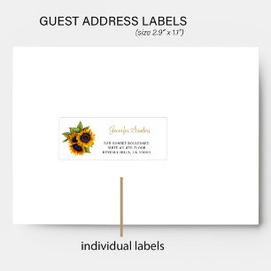 Zonnebloemen script individuele gast adresetikette sticker