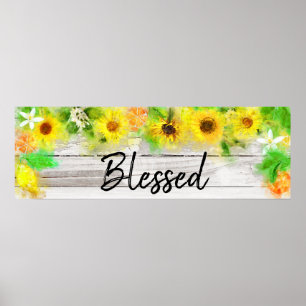 *~* Zonnebloemen Sinaasappels Rustic Wood zonder h Poster
