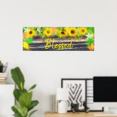 *~* Zonnebloemen Sinaasappels Rustic Wood zonder h Poster (Thuiskantoor)
