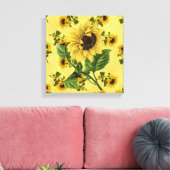 zonnebloemen Square Wall Art Canvas Afdruk (Insitu (Woonkamer))