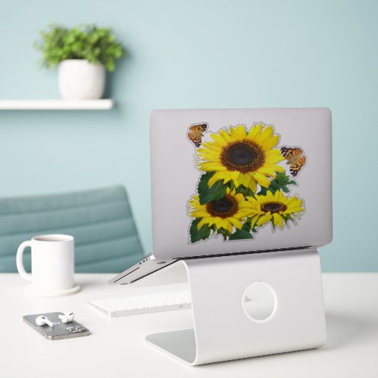 Zonnebloemen Sticker (Laptop op bureau)