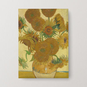 Zonnebloemen, Stilleven Olie Schilderij, Van Gogh Button